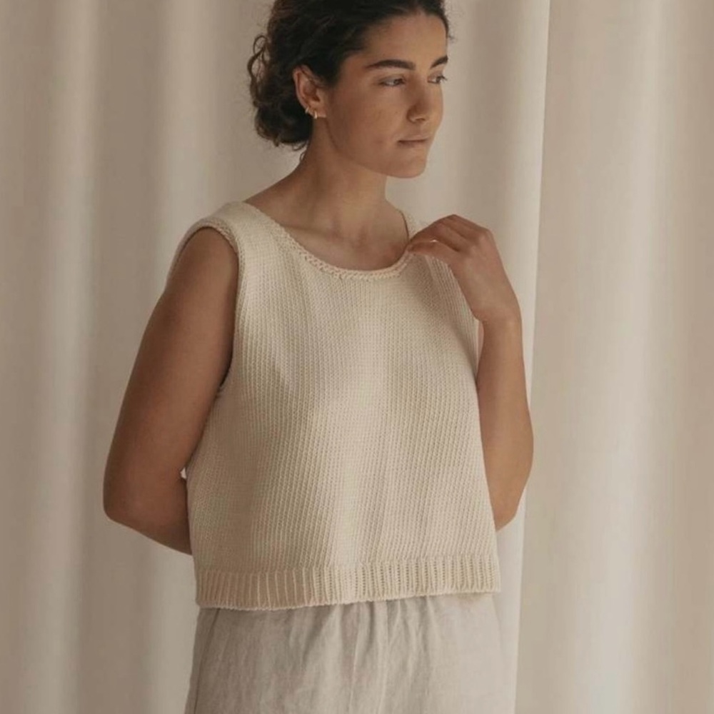 Gillian Stevens Cream Knit Tank Top